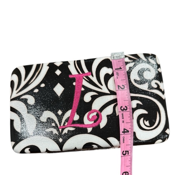 Women’s Paisley black white and pink wallet. Letter L. - Picture 14 of 16